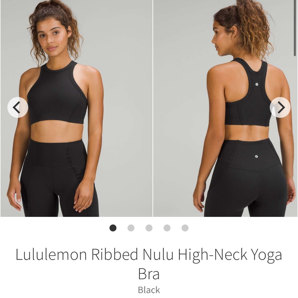 Lululemon, Ribbed Nulu High-Neck Yoga Bra,
Black, Size 8
